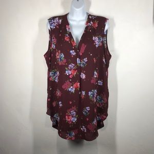 A&I red floral sleeveless blouse size 1X